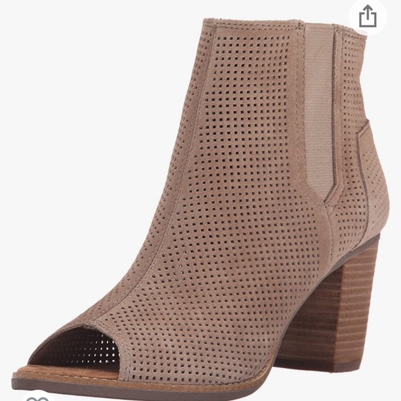 TOMS Majorca Perforated Suede Peep Toe Bootie - Picture 2 of 9